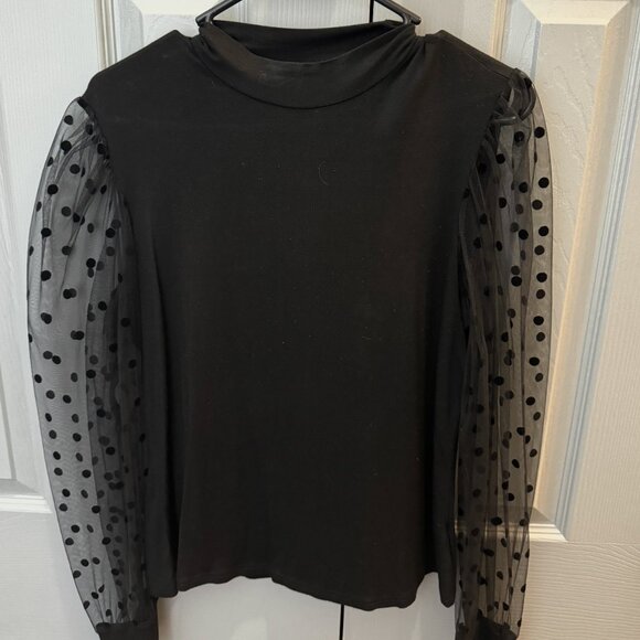 Women's XL Black Blouse with Mesh Sleeves - Picture 1 of 3